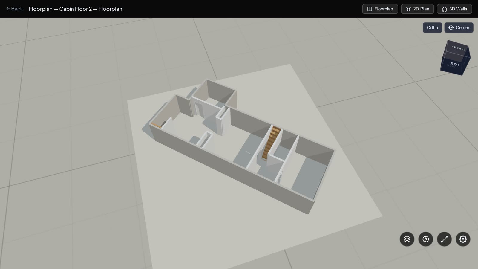 Floor 2 as 3D walls, with its stairs