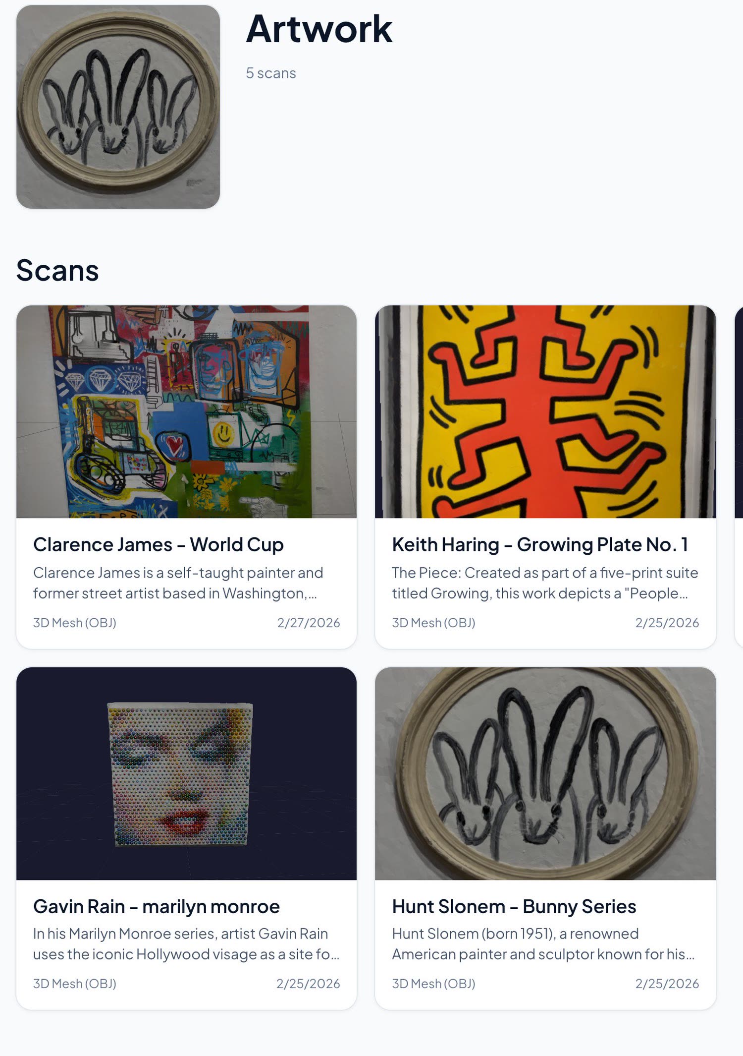 The artwork group page