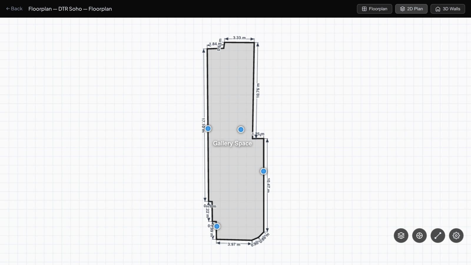 The same plan as a dimensioned drawing