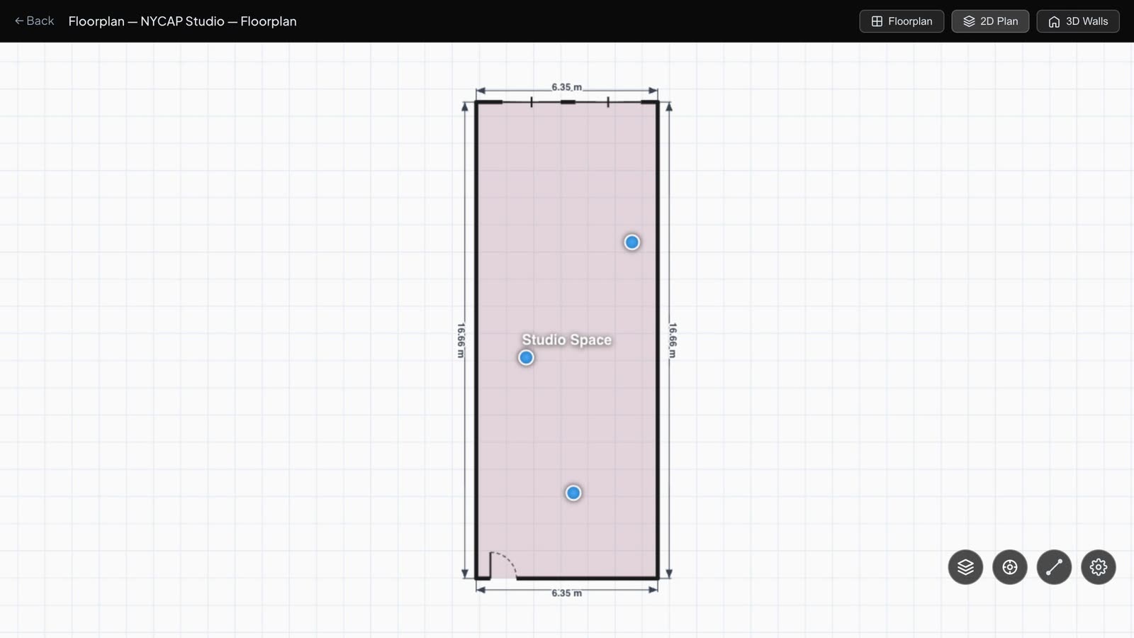 The same plan as a dimensioned drawing