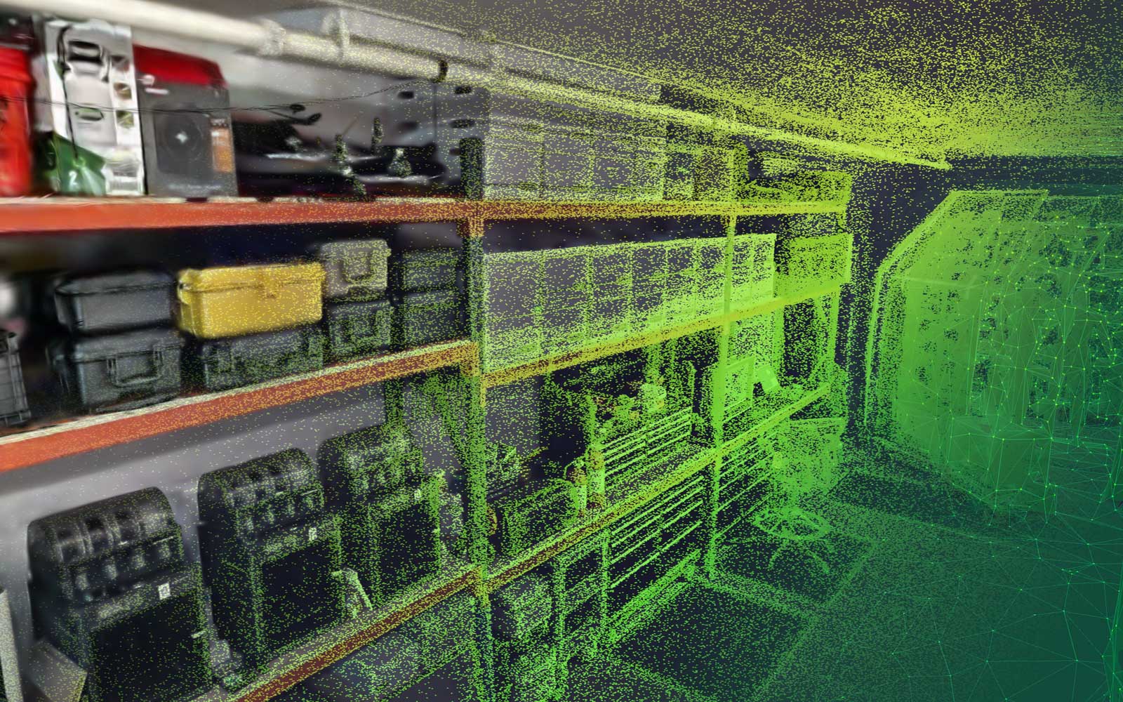 Gaussian splat fused with point cloud