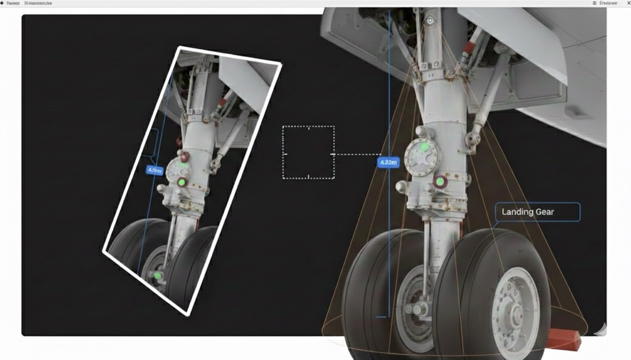 Aircraft landing gear, 3D reconstructed